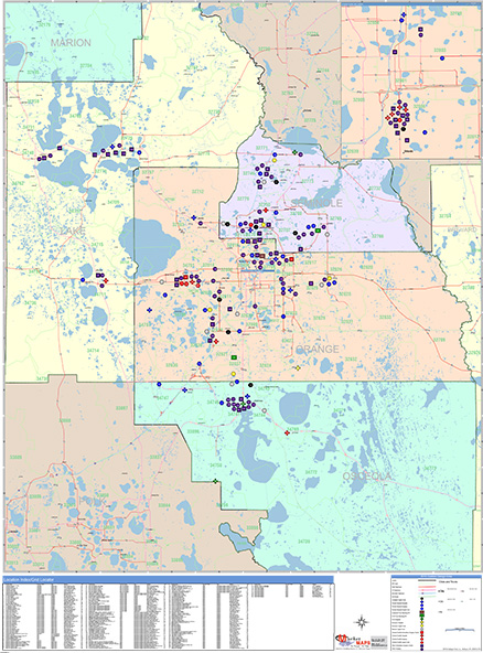 County Map with Hospital Locations