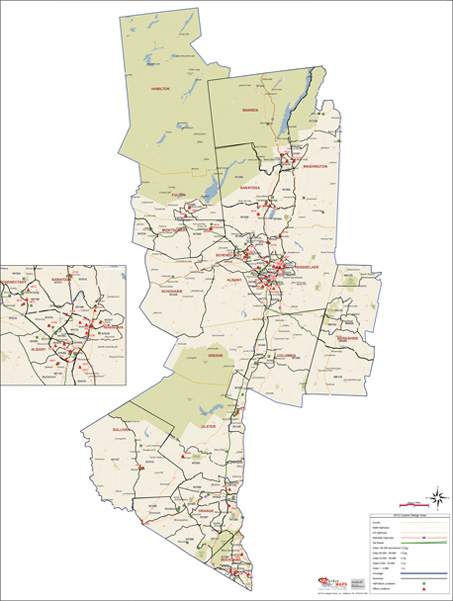 County Territory Map with Locations