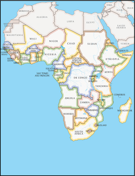 Countries of Africa Map
