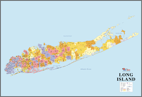 Map of Long Island with ZIP Codes