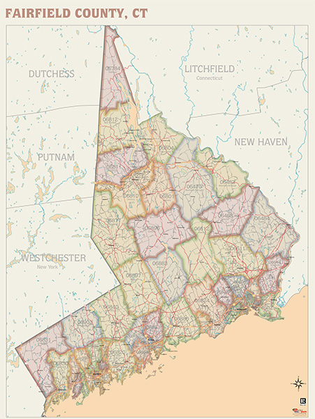 Antique Style ZIP Code Map