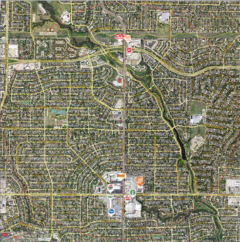 Satellite Radius Map with Highlighted Street Detail