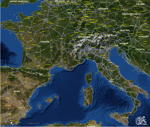 Satellite Map of Europe with Major Highways & Towns