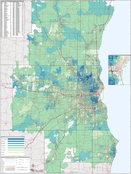 Metro Area Map with Population by Carrier Route